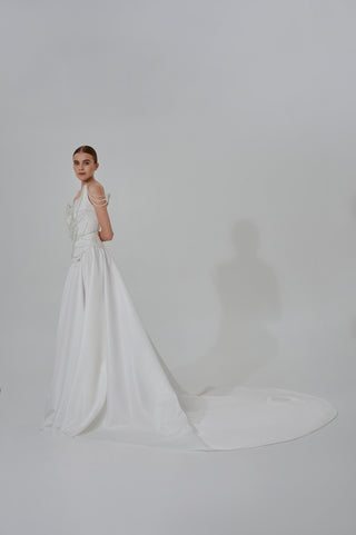 Special Event Outfit, Sophisticated Dress, Elegant Silk Corset and Draped Skirt Set, Luxury Evening Wear, Two Piece Wedding Corset Dress