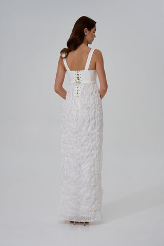 Wedding Dress With Two Skirts That Can Be Changed Into Three Looks, Long Maxi Dress With Skirt on Zipper, Bridal Crop Top