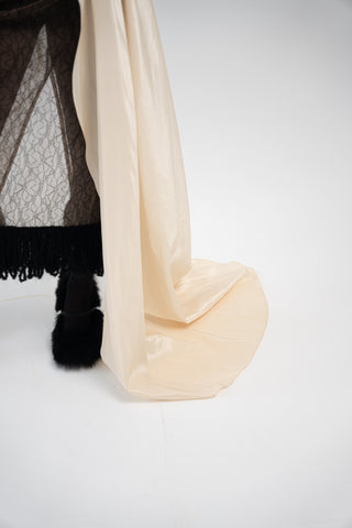 Elegant Gold Taffeta Corset with Side Tail, Luxurious Gold Taffeta Corset for Unique Looks