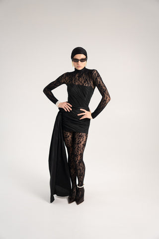 Black Taffeta Corset Set with Tail, Black Taffeta Corset Top & Mini Skirt With Rose and Tail , Everything Outfit for Woman