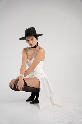 White Taffeta Corset Set with Tail, Ivory Taffeta Corset Top & Skirt, Everything Outfit for Woman
