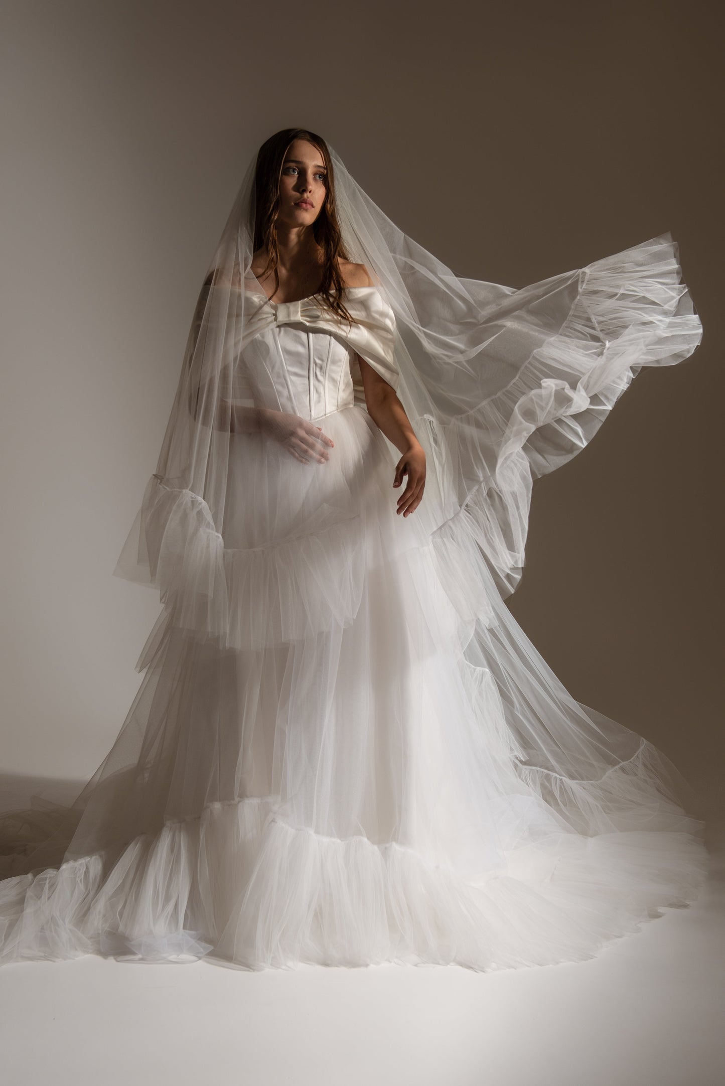 Off The Shoulder Wedding Satin Corset Top With Big Bow, Lacing Back Custom Gown, Bespoke Order Wedding Gown View on Etsy Copy Active