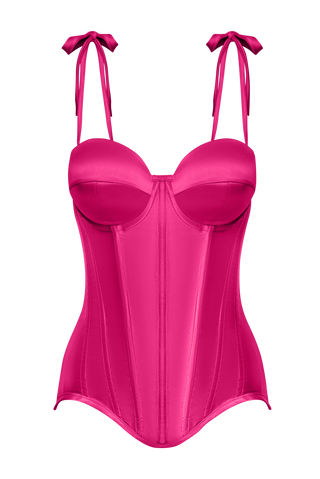 Pink Satin Corset Top, Steel Bones Custom Corset Tops, Removable Straps Lacing Up Corset
