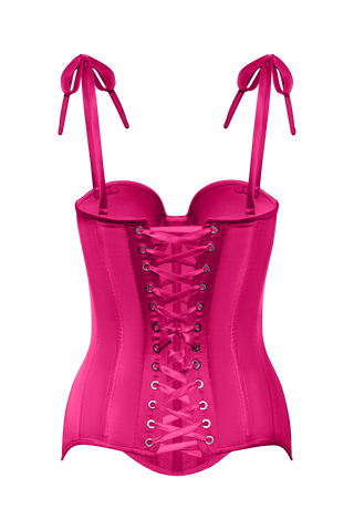Pink Satin Corset Top, Steel Bones Custom Corset Tops, Removable Straps Lacing Up Corset
