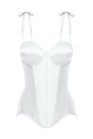 Ivory Mesh Corset Top With Satin Cups, Steel Bones Custom Wedding Corset Tops, Removable Straps Bridal White Lacing Up Corset