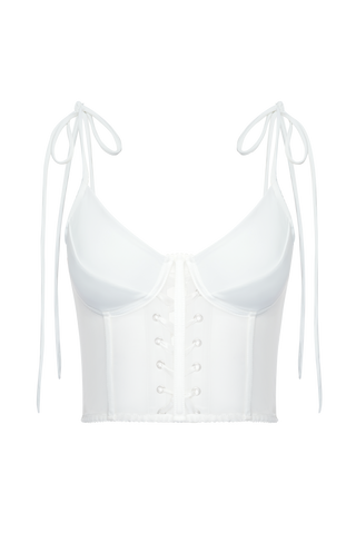 Ivory  Soft Cups Corset Top, Short Wedding Top Bustier, Custom White Crop Top, Bachelorette Party Bridal Outfit