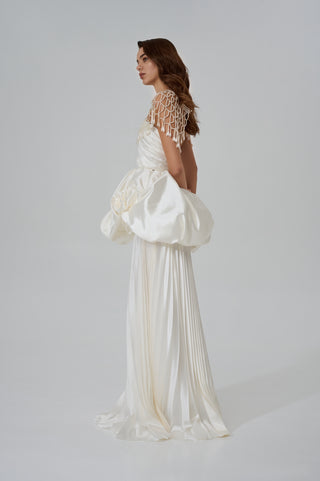 Set with a corset and two pleated skirts — a short fluffy one and a long straight one