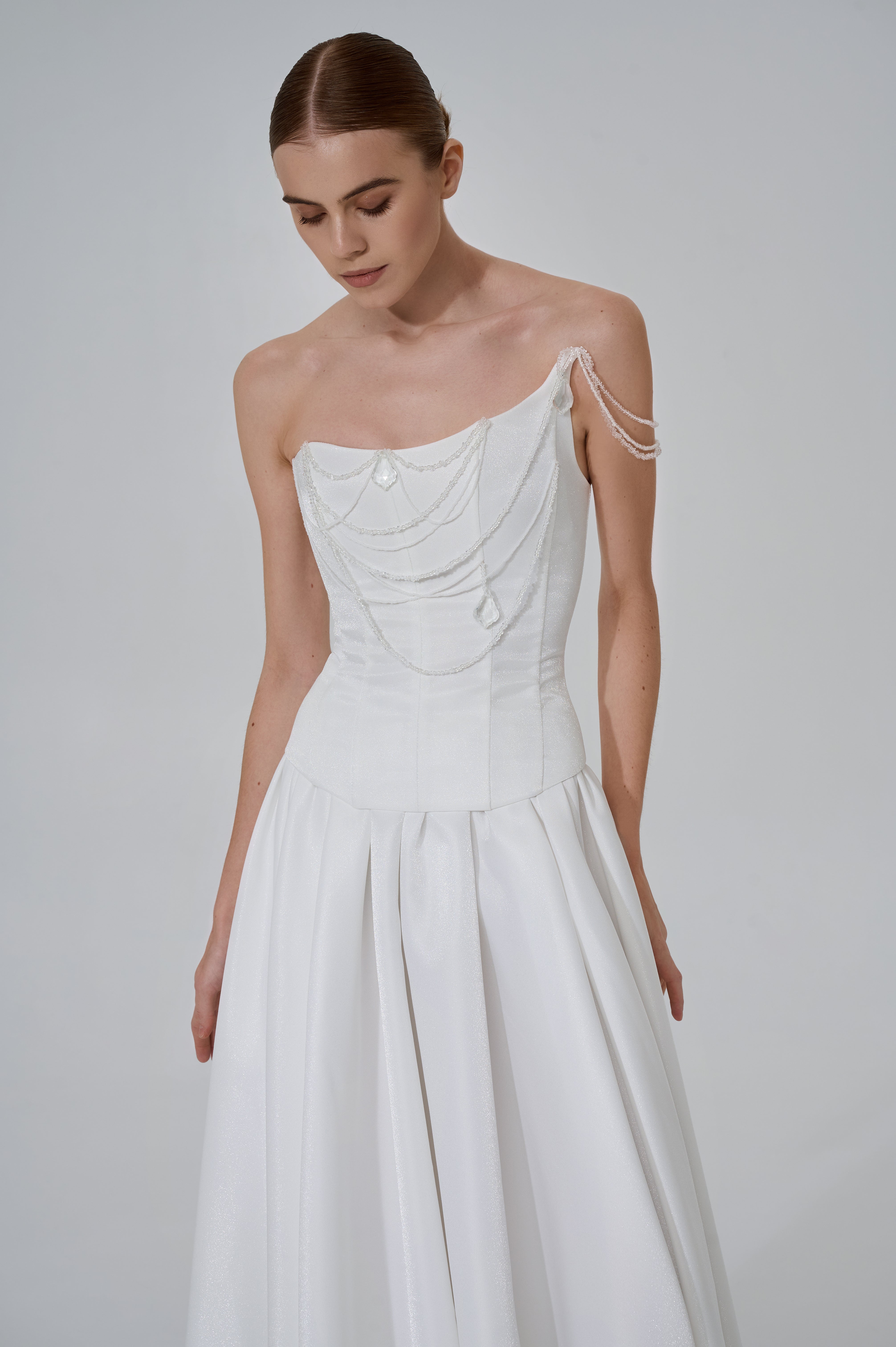 skirt and corset wedding dress Satin Bridal Set with Lace-up Corset and A-line Skirt