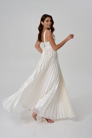 Transformer set with corset and skirt — the dress separates into a pleated taffeta skirt and a satin corset - designer piece by Caribis