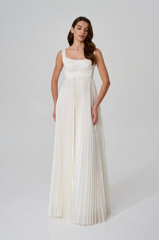 Transformer set with corset and skirt — the dress separates into a pleated taffeta skirt and a satin corset