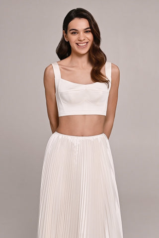 Transformer set with corset and skirt — the dress separates into a pleated taffeta skirt and a satin corset