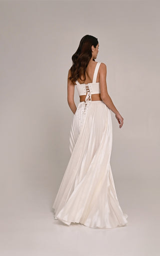 Transformer set with corset and skirt — the dress separates into a pleated taffeta skirt and a satin corset