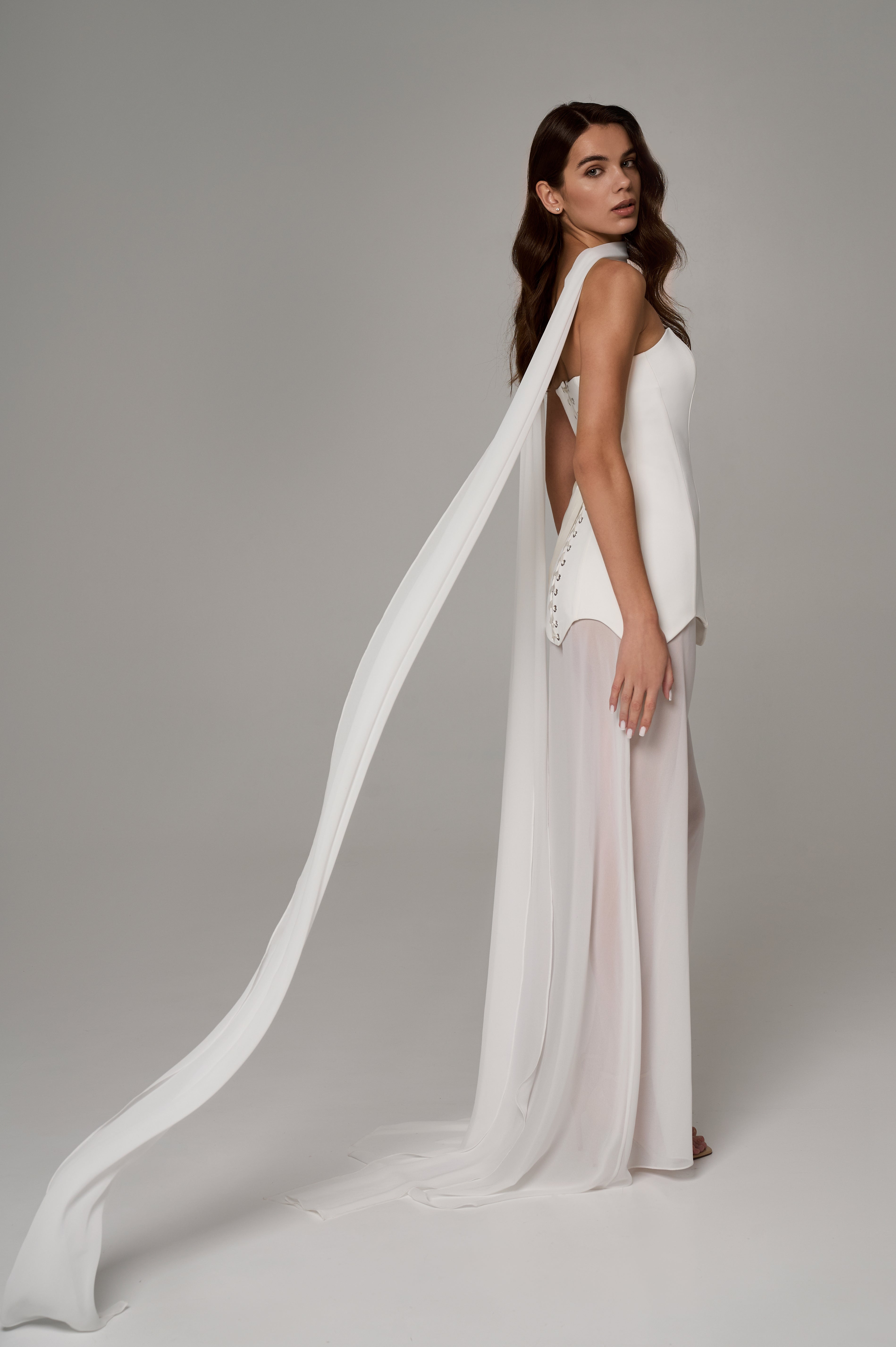 Wedding set with a corset dress and a transparent skirt — corset with – Caribis