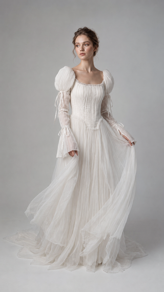 Natural silk dress with detachable sleeves