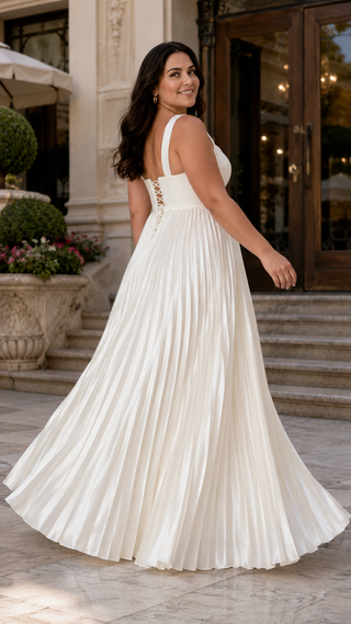Plus size. Transformer set with corset and skirt — the dress separates into a pleated taffeta skirt and a satin corset