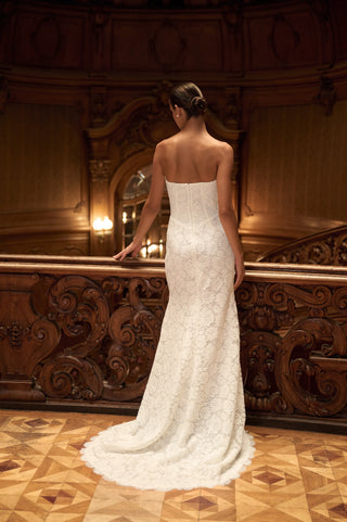 Long Ivory Lace Bridal Gown with Detachable Cape
