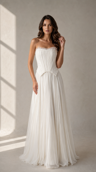 Set with corset and skirt made of natural silk