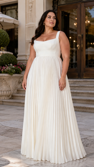 Plus size. Transformer set with corset and skirt — the dress separates into a pleated taffeta skirt and a satin corset