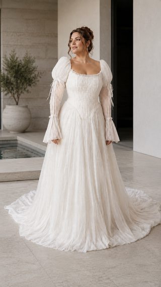 Plus size. Natural silk dress with detachable sleeves