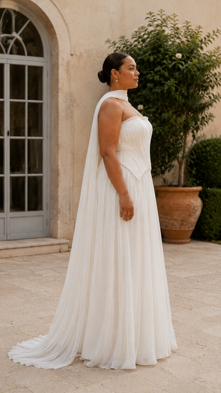 Plus size. Set with corset and skirt made of natural silk