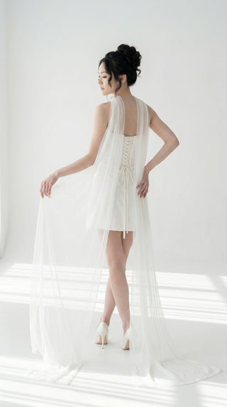 Exquisite dress-transformer with a corset bodice and two skirts for an elegant wedding look - designer piece by Caribis