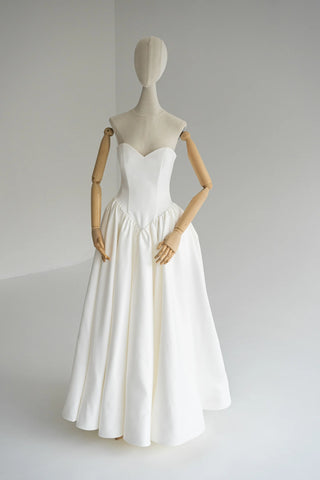 Ivory Satin Strapless Wedding Dress with Sweetheart Neckline