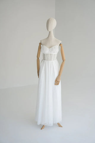 Maternity Lace Corset Wedding Dress with Pleated Skirt — original product photograph