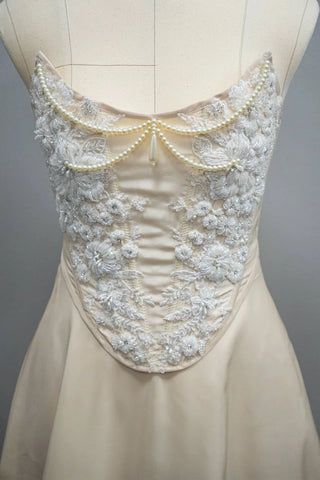 Gold Beaded Taffeta Corset & A-Line Skirt Set — original product photograph