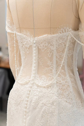 Pearl-Embellished Lace Mermaid Wedding Dress — original product photograph