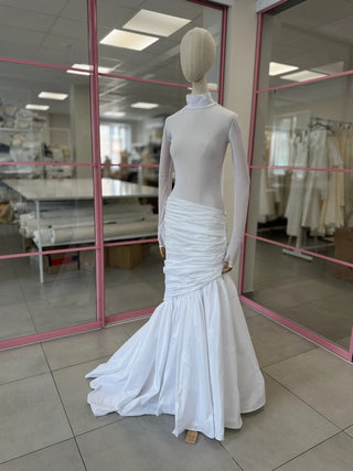 Maternity High-Neck Draped Mermaid Wedding Dress — original product photograph