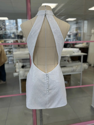 Maternity Open-Back Sequin Bridal Mini Dress — original product photograph