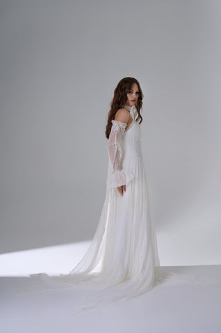 Bridal Wedding Set – Lace Corset with Sleeves & Long Ruffled Skirt