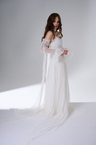 Bridal Wedding Set – Lace Corset with Sleeves & Long Ruffled Skirt
