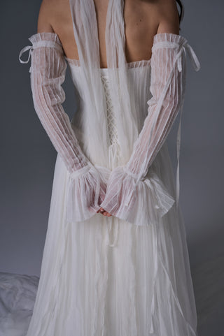 Bridal Wedding Set – Lace Corset with Sleeves & Long Ruffled Skirt