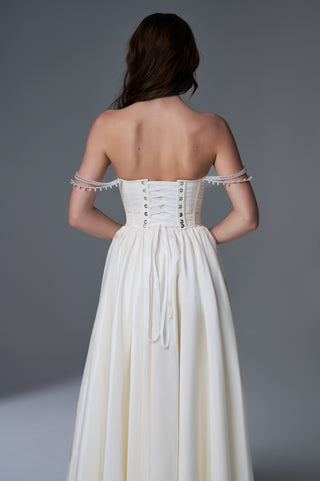 Bridal Wedding Set – Hand-Embroidered Corset with Side Slit Skirt