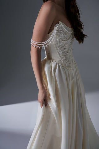 Bridal Wedding Set – Hand-Embroidered Corset with Side Slit Skirt