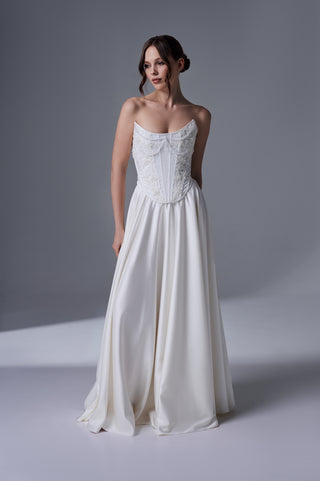 Wedding Set – Strapless Corset with Wide-Leg Trousers - designer piece by Caribis