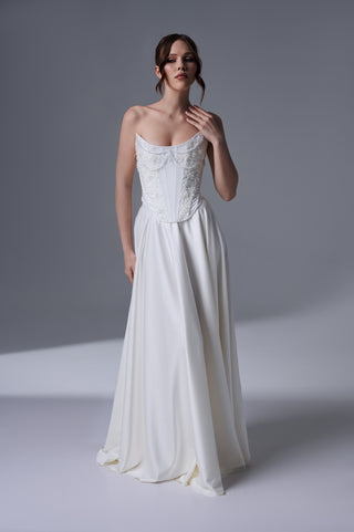 Wedding Set – Strapless Corset with Wide-Leg Trousers