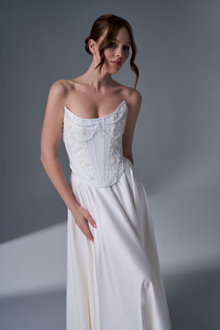 Wedding Set – Strapless Corset with Wide-Leg Trousers