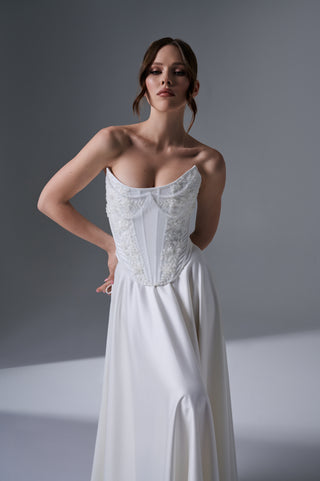 Wedding Set – Strapless Corset with Wide-Leg Trousers