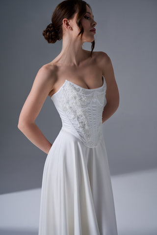 Wedding Set – Strapless Corset with Wide-Leg Trousers