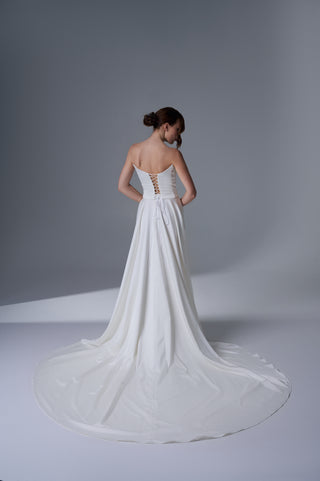 Bridal Wedding Set – Strapless Floral Embroidered Corset, Long Skirt & Scarf