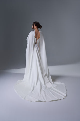Bridal Wedding Set – Strapless Floral Embroidered Corset, Long Skirt & Scarf