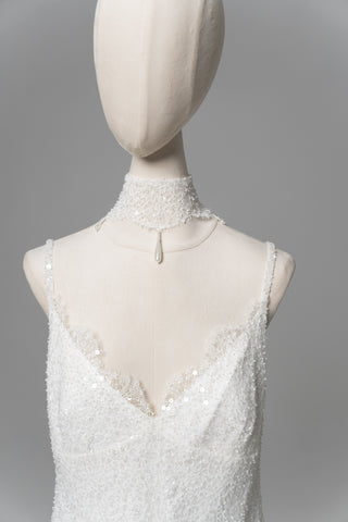 Lace and satin set with detachable train — satin corset with embroidery on lacing with metal bones