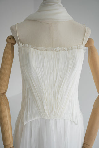 Set with corset and skirt made of natural silk