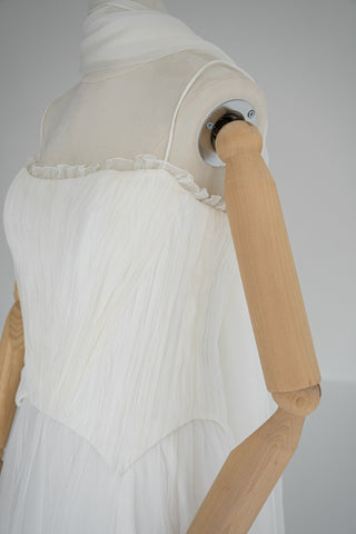Set with corset and skirt made of natural silk