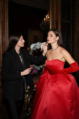 Tanya Bohdan x Caribis bustier evening dress — royal satin and extreme volume