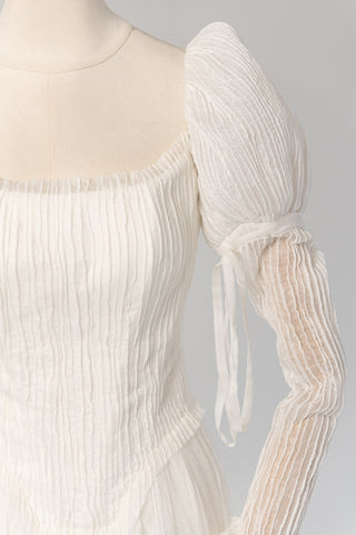 Natural silk dress with detachable sleeves