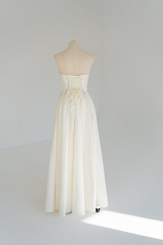 Wedding set with embroidered bead and pearl corset and slit skirt