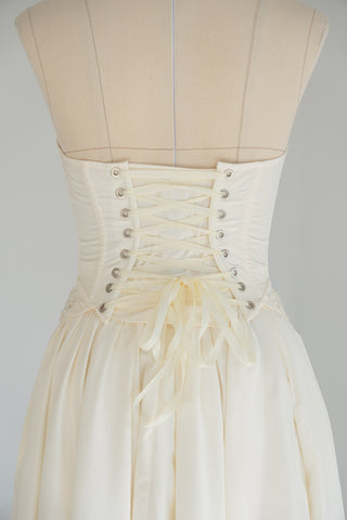 Wedding set with embroidered bead and pearl corset and slit skirt